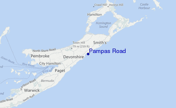 mapa de ubicación de Pampas Road