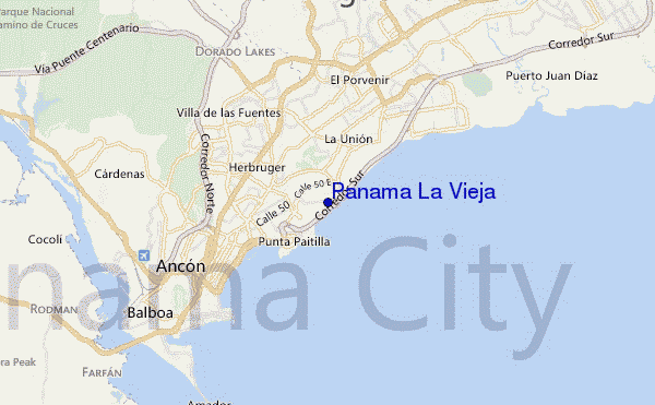 mapa de ubicación de Panama La Vieja