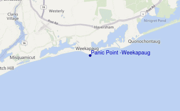 mapa de ubicación de Panic Point (Weekapaug)