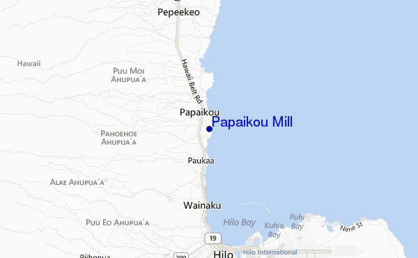 mapa de ubicación de Papaikou Mill