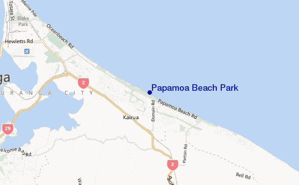 mapa de ubicación de Papamoa Beach Park