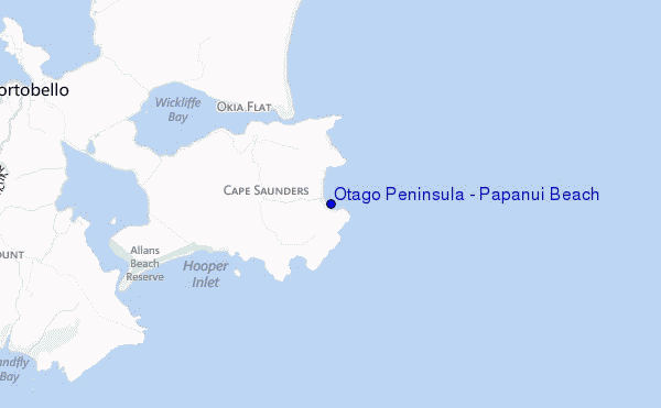 mapa de ubicación de Otago Peninsula - Papanui Beach