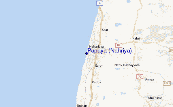 mapa de ubicación de Papaya (Nahriya)