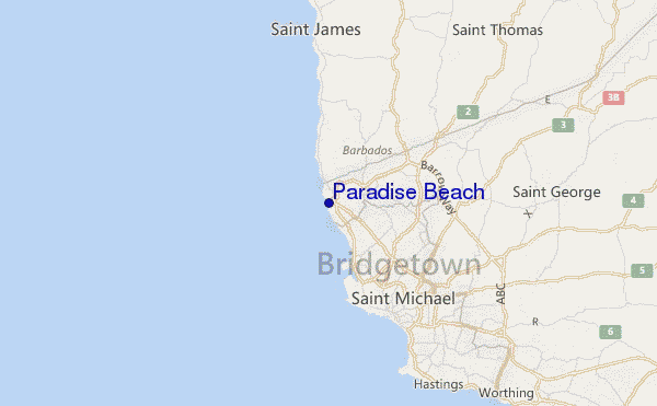 mapa de ubicación de Paradise Beach