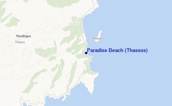 mapa de ubicación de Paradise Beach (Thassos)