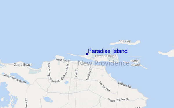 mapa de ubicación de Paradise Island