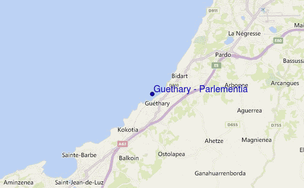 mapa de ubicación de Guethary - Parlementia