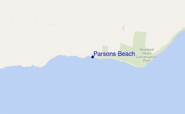 mapa de ubicación de Parsons Beach