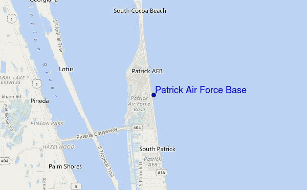 mapa de ubicación de Patrick Air Force Base