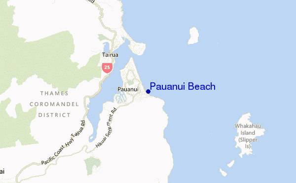 mapa de ubicación de Pauanui Beach