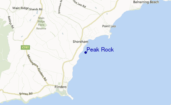 mapa de ubicación de Peak Rock