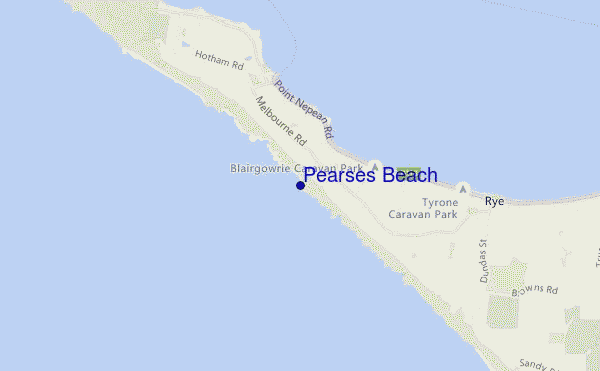 mapa de ubicación de Pearses Beach