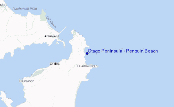mapa de ubicación de Otago Peninsula - Penguin Beach