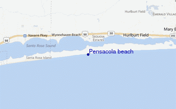 mapa de ubicación de Pensacola beach