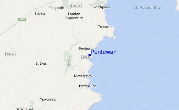 mapa de ubicación de Pentewan