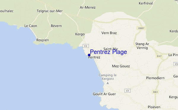 mapa de ubicación de Pentrez Plage