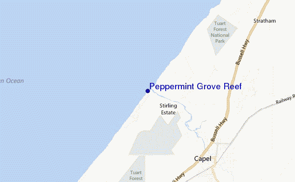 mapa de ubicación de Peppermint Grove Reef
