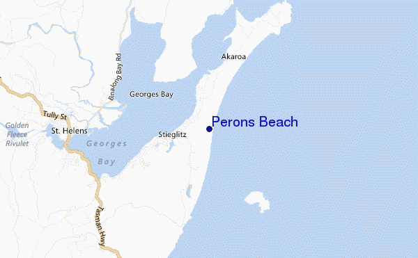mapa de ubicación de Perons Beach