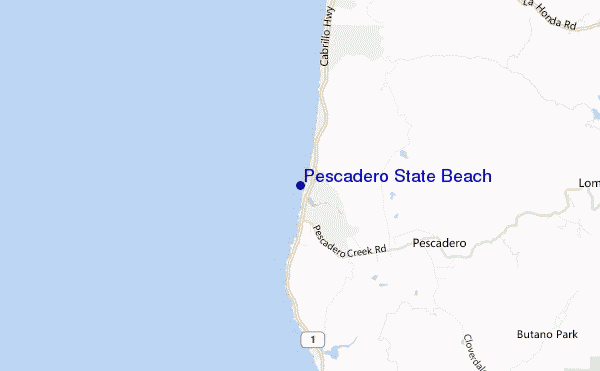 mapa de ubicación de Pescadero State Beach