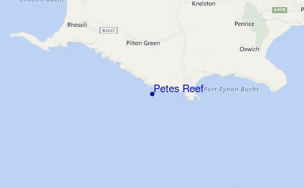 mapa de ubicación de Petes Reef