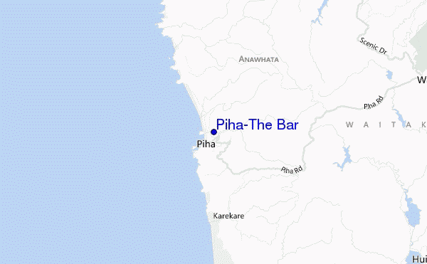 mapa de ubicación de Piha-The Bar
