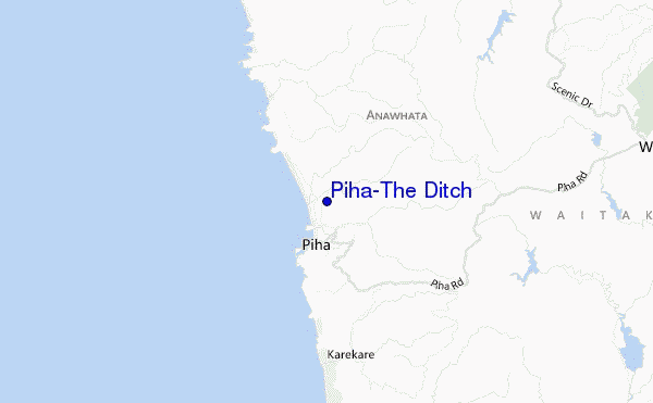 mapa de ubicación de Piha-The Ditch