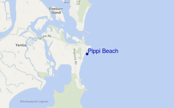 mapa de ubicación de Pippi Beach