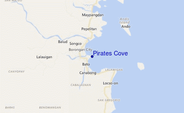 mapa de ubicación de Pirates Cove