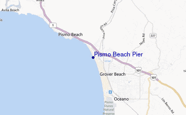 mapa de ubicación de Pismo Beach Pier