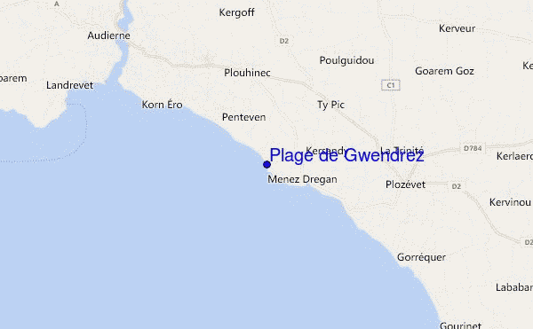 mapa de ubicación de Plage de Gwendrez