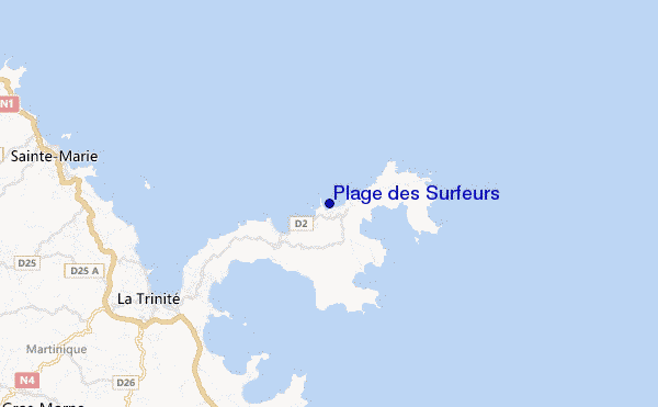 mapa de ubicación de Plage des Surfeurs