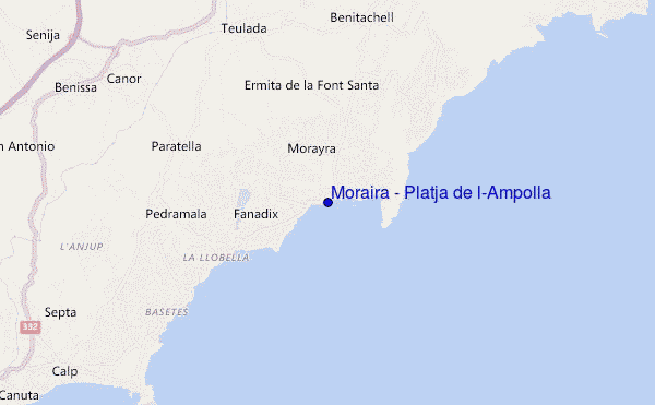 mapa de ubicación de Moraira - Platja de l'Ampolla