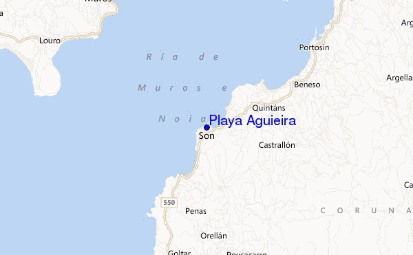 mapa de ubicación de Playa Aguieira