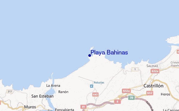 mapa de ubicación de Playa Bahinas