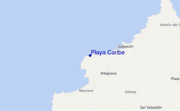 mapa de ubicación de Playa Caribe