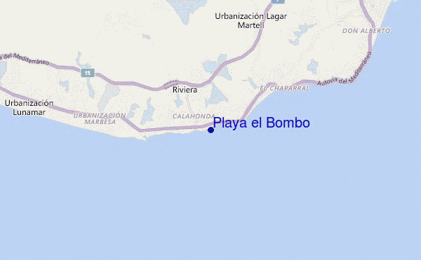 mapa de ubicación de Playa el Bombo