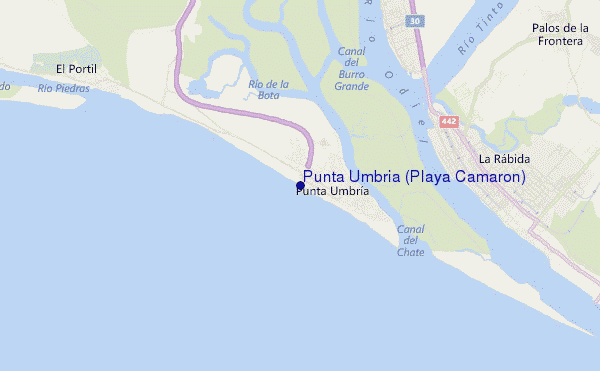 mapa de ubicación de Punta Umbria (Playa Camarón)