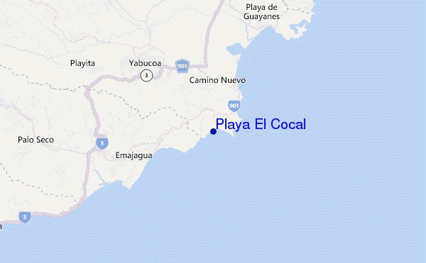 mapa de ubicación de Playa El Cocal