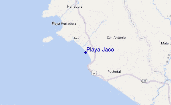 mapa de ubicación de Playa Jaco