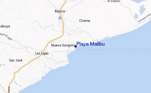 mapa de ubicación de Playa Malibu