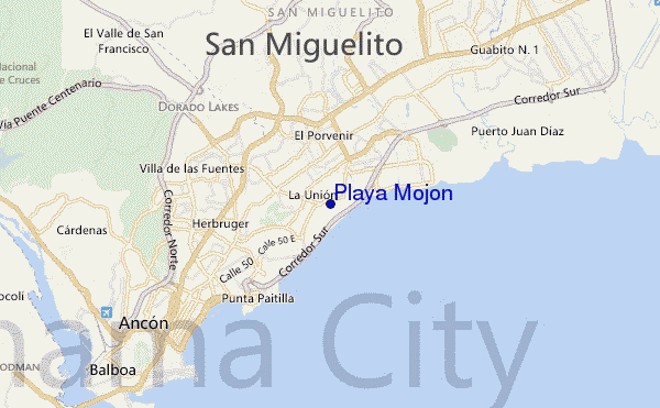 mapa de ubicación de Playa Mojon