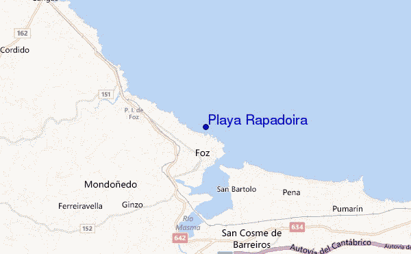 mapa de ubicación de Playa Rapadoira