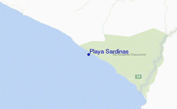 mapa de ubicación de Playa Sardinas