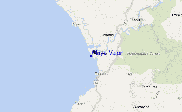 mapa de ubicación de Playa Valor