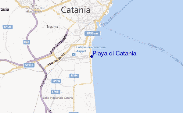 mapa de ubicación de Playa di Catania