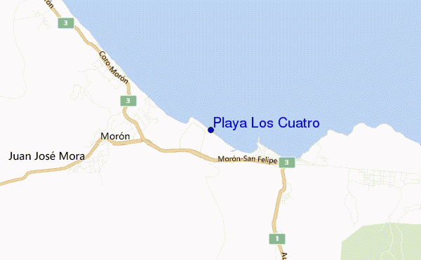 mapa de ubicación de Playa Los Cuatro