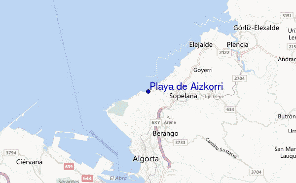 mapa de ubicación de Playa de Aizkorri