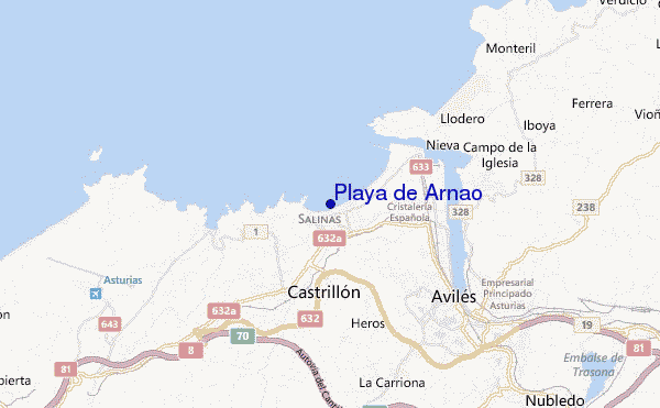 mapa de ubicación de Playa de Arnao