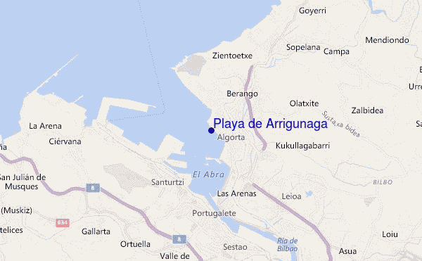 mapa de ubicación de Playa de Arrigunaga