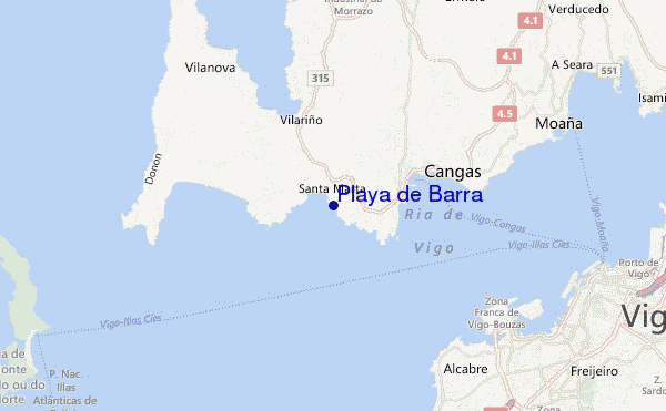 mapa de ubicación de Playa de Barra